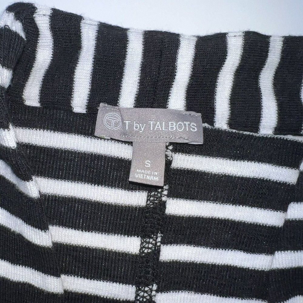T By Talbots Size Small Black/White Striped Open … - image 3